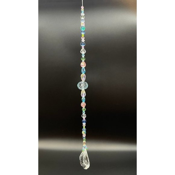 Handmade Beaded Suncatcher  - Pastel  - Clear Crystal Prism - Hanging Decor - Picture 12 of 14